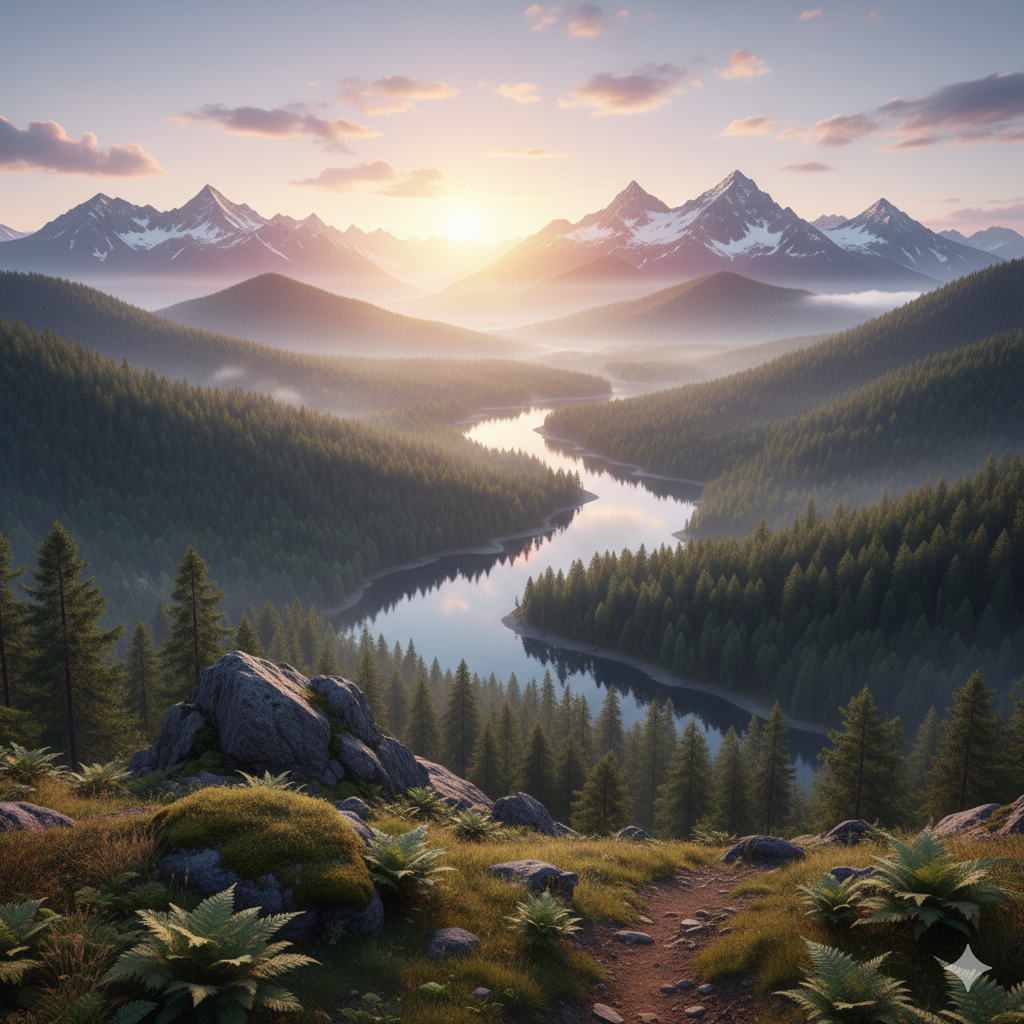 Mountain and lake